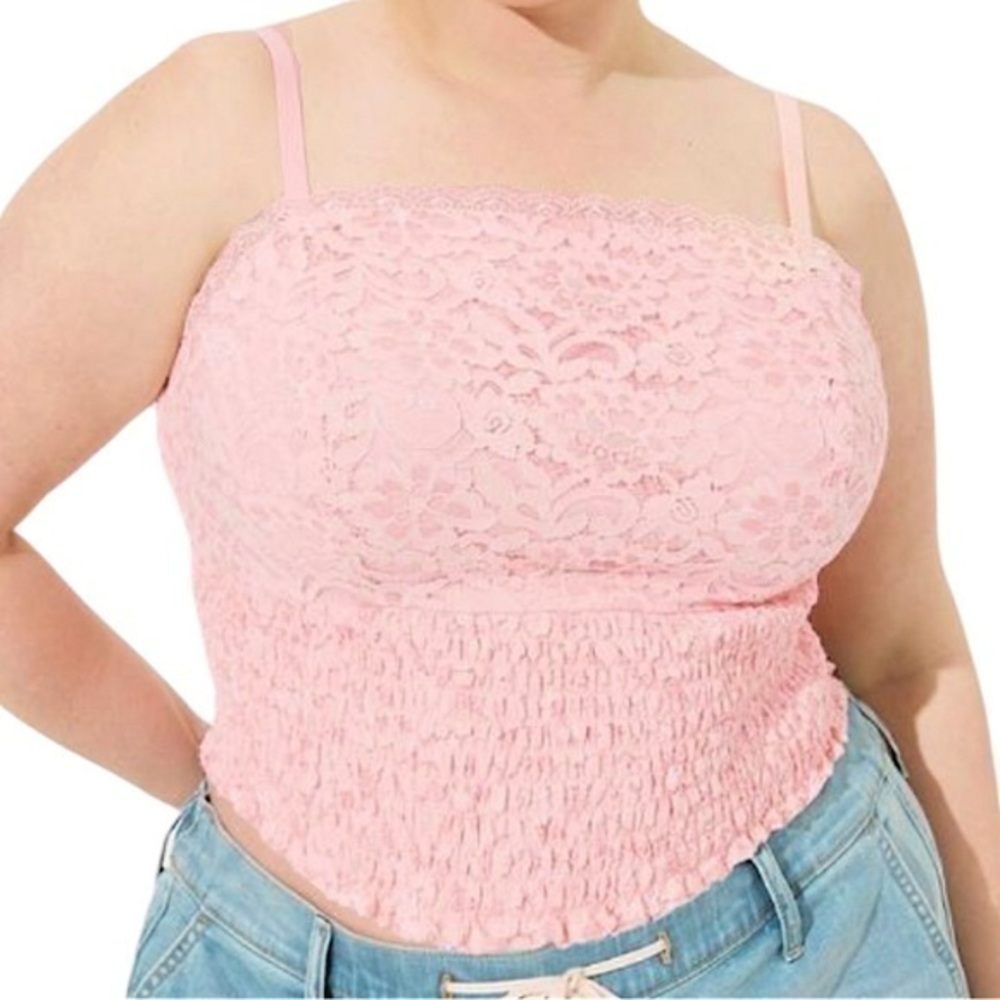 TORRID Lace Square Neck Smocked Crop‎ Top NWT